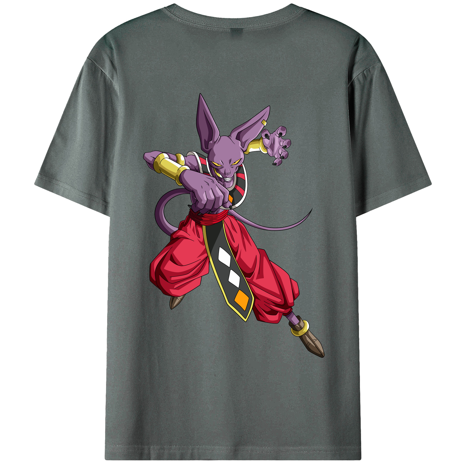 （画像用） ドラゴンボール ビルス 破壊神ビルス DRAGON BALL Beerus Birusu 綿100％ メンズ半袖Tシャツ（バックプリント） 通気性